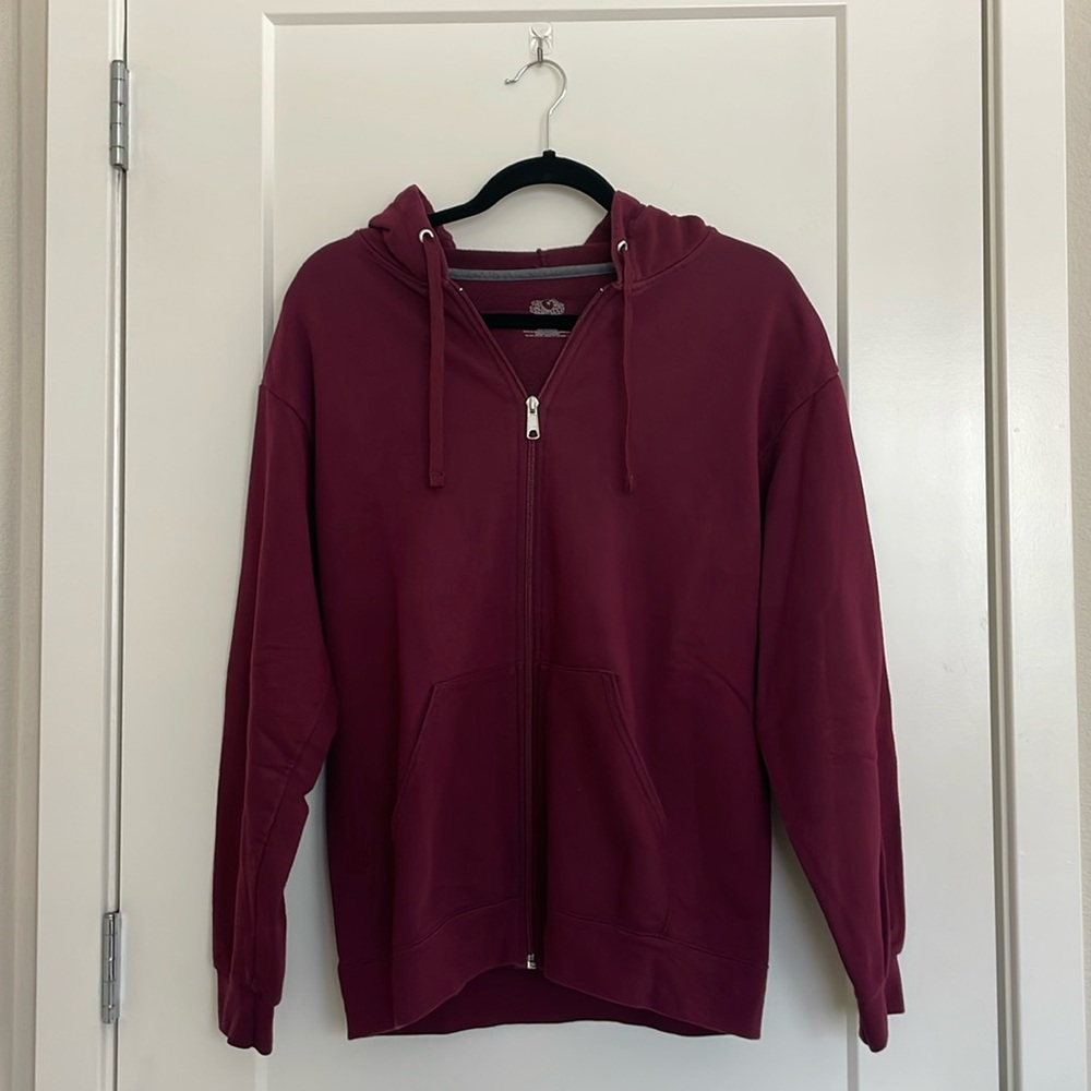 🍄 Fruit of the Loom: Maroon Zip Up Hoodie